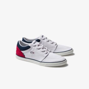 Lacoste Bayliss Canvas Sneakers Pánské - Tenisky Bílé / Tmavě Blankyt / Červené | CZ-DWj0Sv